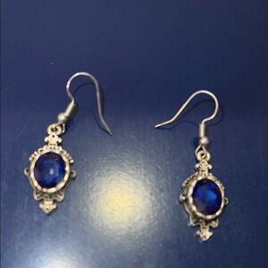 Vintage-Inspired Silver and Blue Dangle Earrings